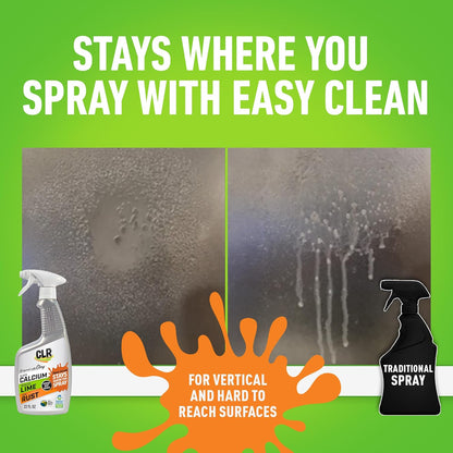 CLR Brands Calcium, Lime & Rust Remover with Cling, 22 oz. Spray Bottle, Adheres to Hard-to-Reach Surfaces, Blasts Calcium, Dissolves Lime Deposits, Zaps Stubborn Rust Stains and Hard Water Deposits