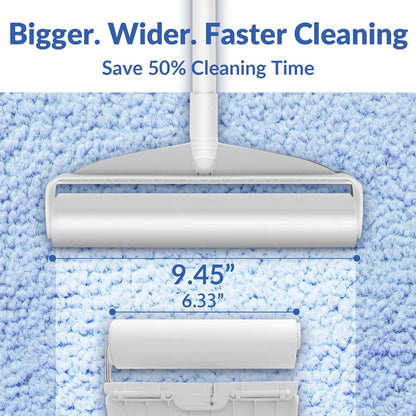Large Lint Rollers for Carpet: Sticky Rollers for Floor DELOMO 9.45 in with 3 Extendable Handle, Long Handle Sticky Mop for Cleaning Carpets, Cars, Bedding, Couches, and Pet Hair - for Pet Homes