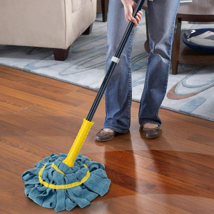 KeFanta Self-Wringing Twist Mop for Floor Cleaning, Long Handled Microfiber Floor Mop with Top Scouring Pad for Kitchen, Hardwood, Restaurant, Bathroom, Garages, Warehouses, Office,57-inch