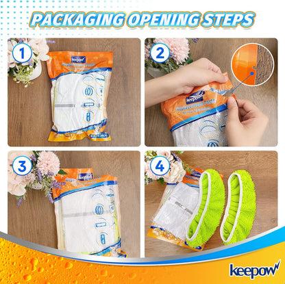 KEEPOW Reusable XL Mop Pads Compatible with Swiffer XL Sweeper, X-Large Dry Sweeping Cloths, Wet Mopping Cloths, Washable Microfiber XL Wet Pads Refills for Surface/Hardwood Floor Cleaning, 4 Pack
