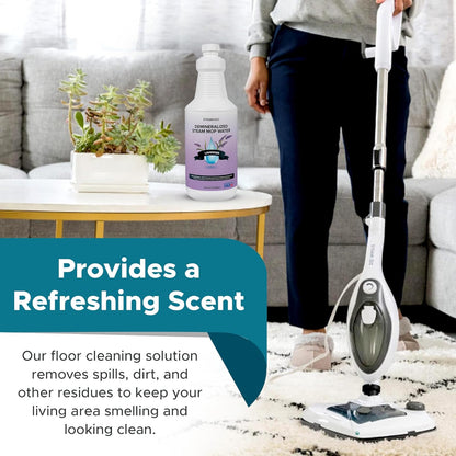 Steam & Go Demineralized Water for Steam Cleaner - PVC-Free Floor Cleaning Solution Compatible for All Steam Mops - Multi-Surface Cleaner for Home Surfaces - Lavender Scent, 32 oz