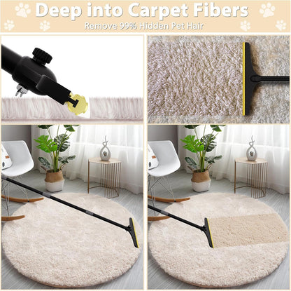 B-Land Carpet Rake for Pet Hair Removal, Reusable Pet Hair Remover with 60” Adjustable Long Handle, Carpet Scraper Dog Cat Hair Remover Tool for Rugs, Mats