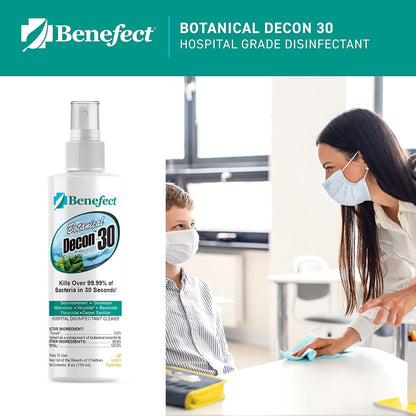 Benefect Botanical Decon 30 Disinfectant Cleaner, 4 oz. Spray Bottle, Light Lemon & Thyme Scent, Hospital Grade Disinfectant, Kills Over 99.99% of Germs, Safe for Food-Contact Surfaces (Pack of 4)