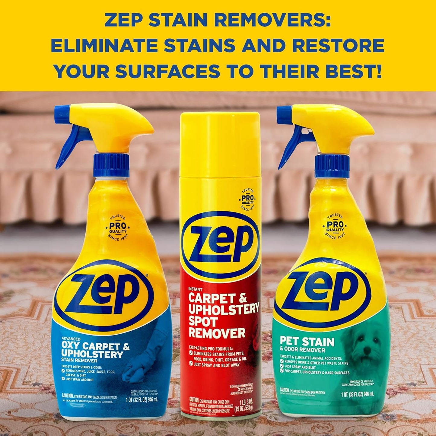 Zep Instant Carpet and Upholstery Spot Remover 19 oz ZUSPOT19 (Case of 4) (Formerly Instant Spot Remover)