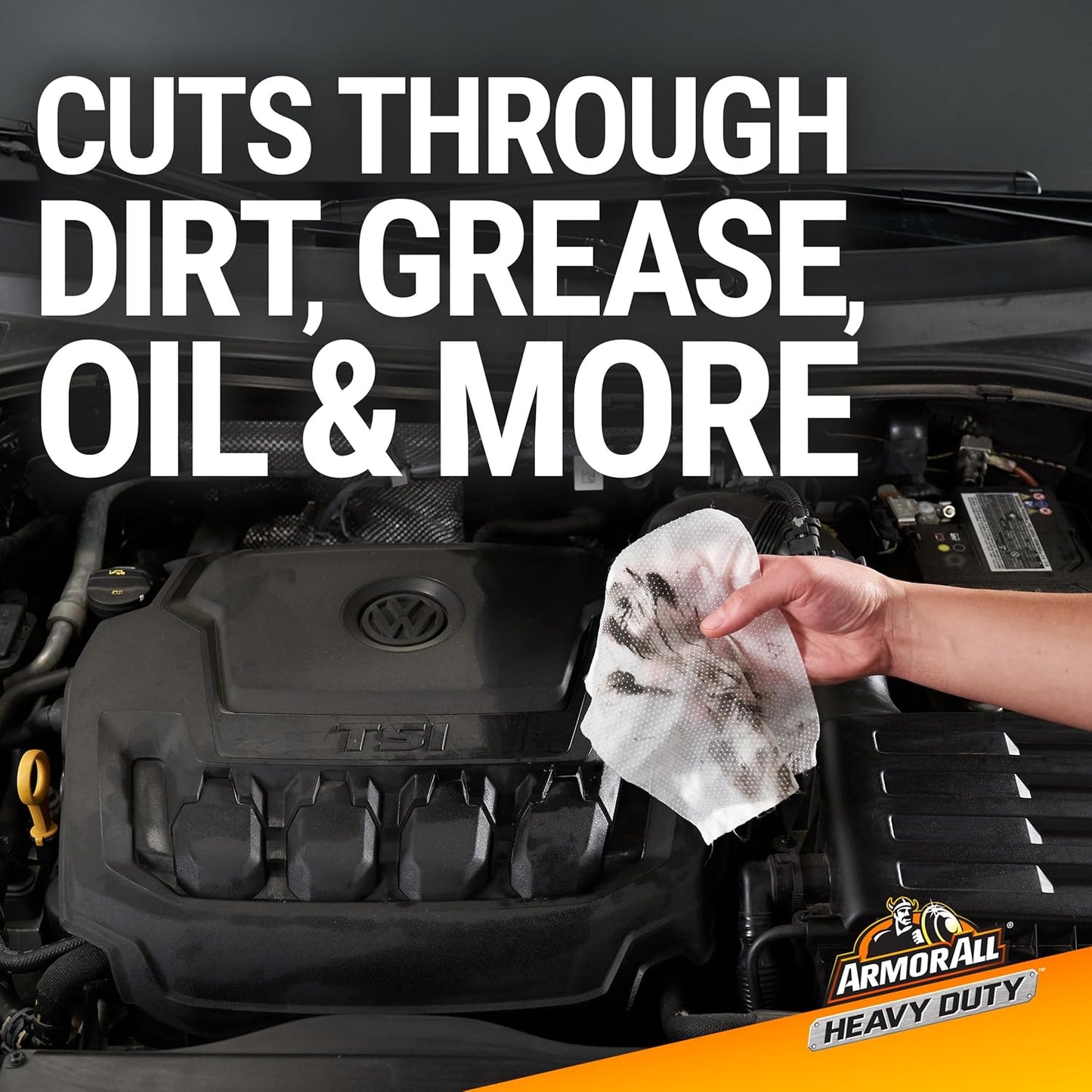 Armor All Heavy Duty Car Cleaning Wipes , Car Wipes for Dirt, Grease and Oil, 25 Count