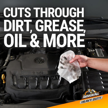 Armor All Heavy Duty Car Cleaning Wipes , Car Wipes for Dirt, Grease and Oil, 25 Count