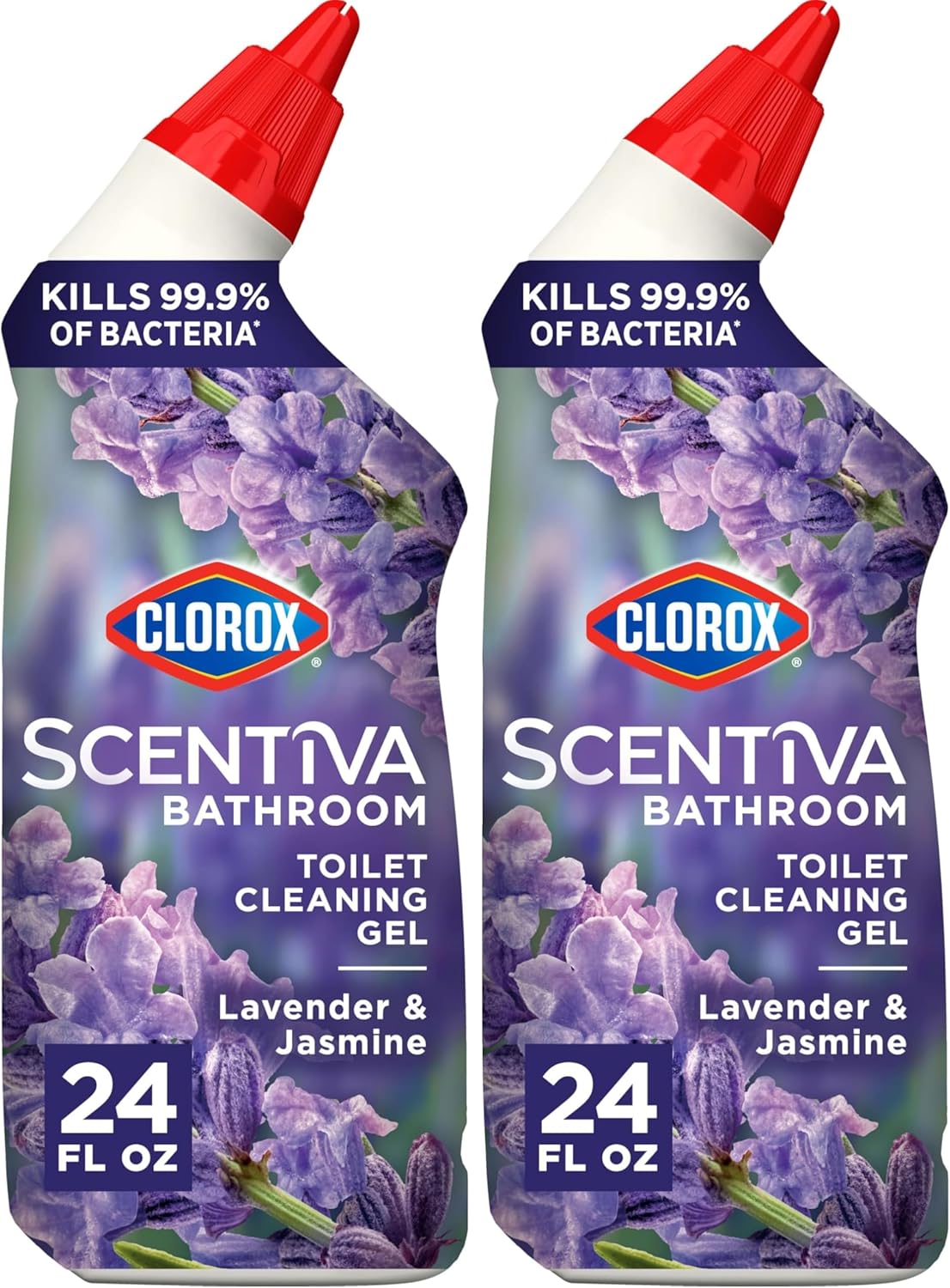 Clorox Scentiva Bathroom Toilet Cleaning Gel, Lavender and Jasmine, 24 Fluid Ounces (Pack of 2)