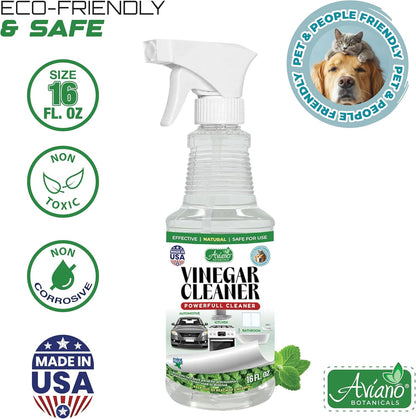 Aviano Botanicals Vinegar Cleaner, Made in USA - 16 Fl Oz Vinegar Cleaning Spray – Safe, Non-Corrosive, Pet & People Friendly, Eco-Friendly Mint Scent for Kitchen, Auto, Floors, Glass, Baths and more