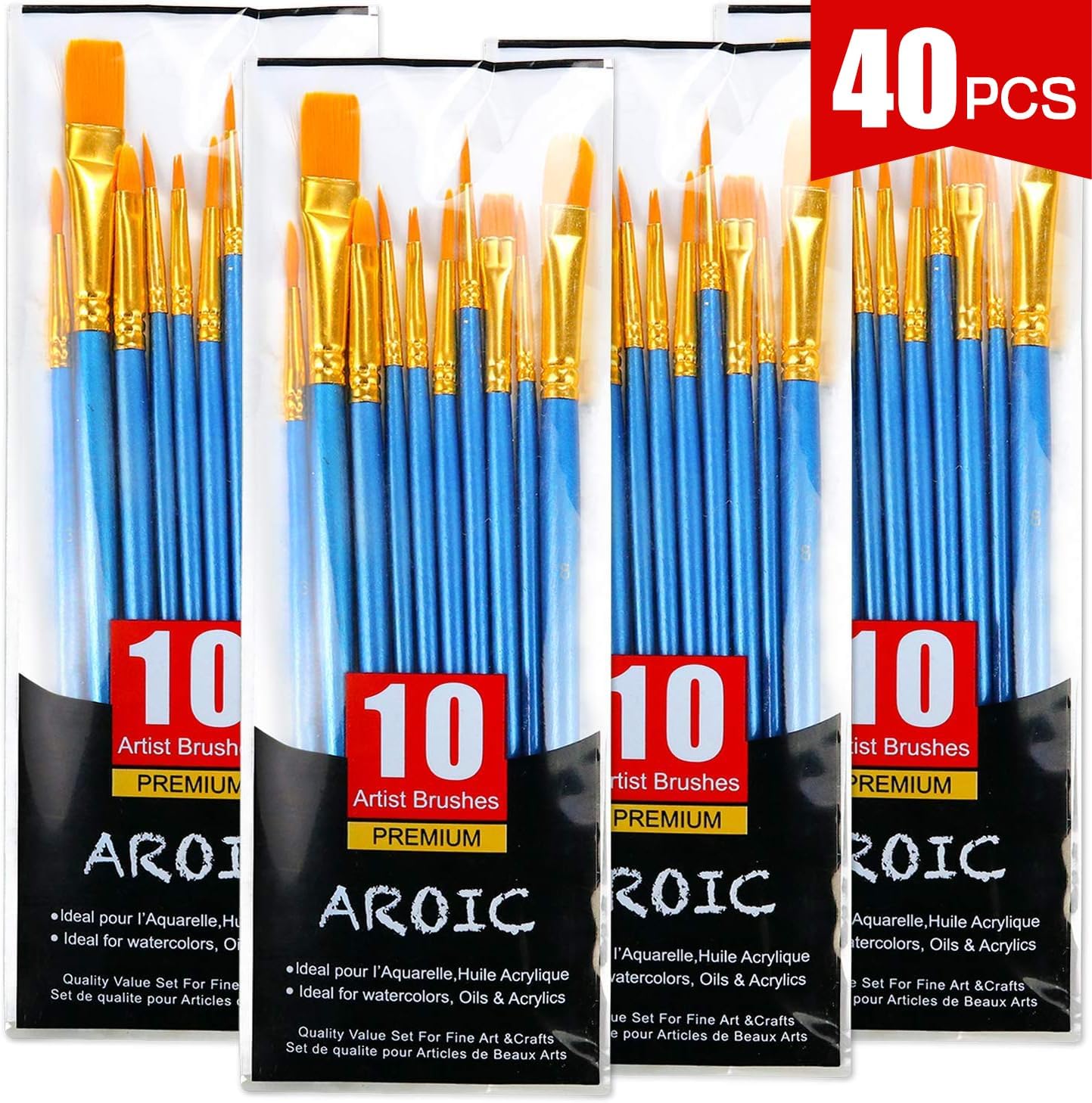 Acrylic Paint Brush Set, 1 Packs / 10 pcs Watercolor Brushes Painting Brush Nylon Hair Brushes for All Purpose Oil Watercolor Painting Artist Professional Kits.