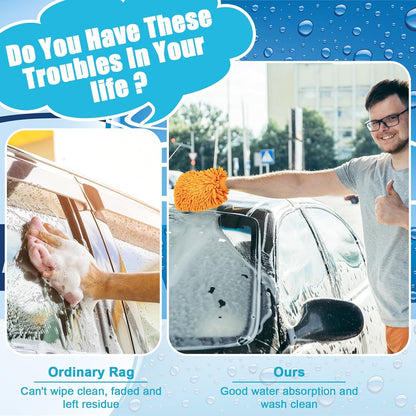 Toulite 8 Pcs Car Wash Mitt Chenille Microfiber Wash Mitt Double Sided Glove Cleaning Drying Mitts (7.48 x 10.24 Inch,Bright Colors)