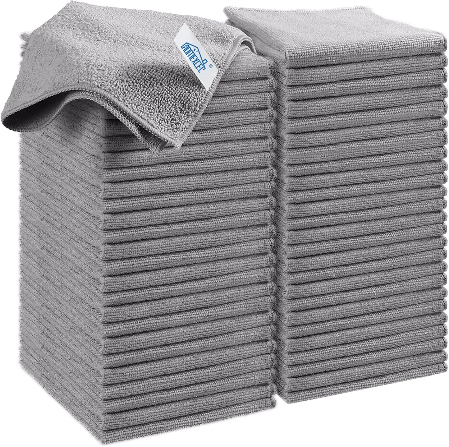 HOMEXCEL Microfiber Cleaning Cloth 210GSM, Pack of 12, Size:11.5" x 11.5", Ultra-Soft, High-Density Non-Abrasive Cleaning Towels for Cars, Glass, Kitchen, Reusable Rags, Blue/Green/Yellow/Pink