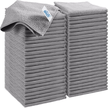 HOMEXCEL Microfiber Cleaning Cloth 210GSM, Pack of 12, Size:11.5" x 11.5", Ultra-Soft, High-Density Non-Abrasive Cleaning Towels for Cars, Glass, Kitchen, Reusable Rags, Blue/Green/Yellow/Pink