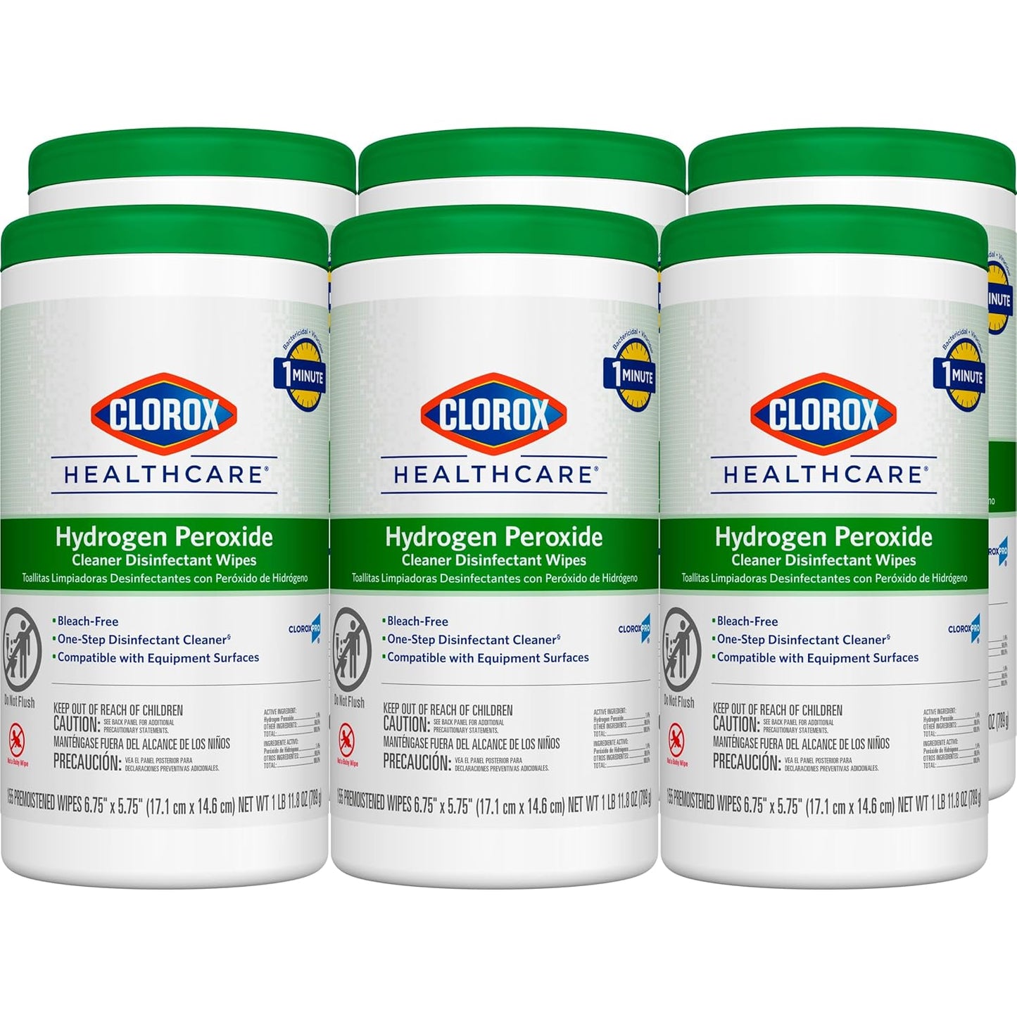 Clorox Healthcare Hydrogen Peroxide Cleaner Disinfectant Wipes, 6.75" x 9", 95 Count (Package May Vary)