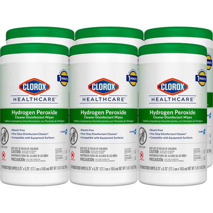 Clorox Healthcare Hydrogen Peroxide Cleaner Disinfectant Wipes, 6.75" x 9", 95 Count (Package May Vary)