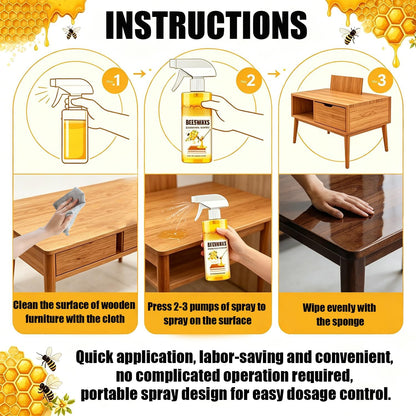 Beeswax Spray Furniture Polish, Wood Cleaner Repairing, Natural Beeswax Care for Living Rooms,Kitchens,Wood Furniture Floors, Restores Shine & Removes Scratches (3PC)