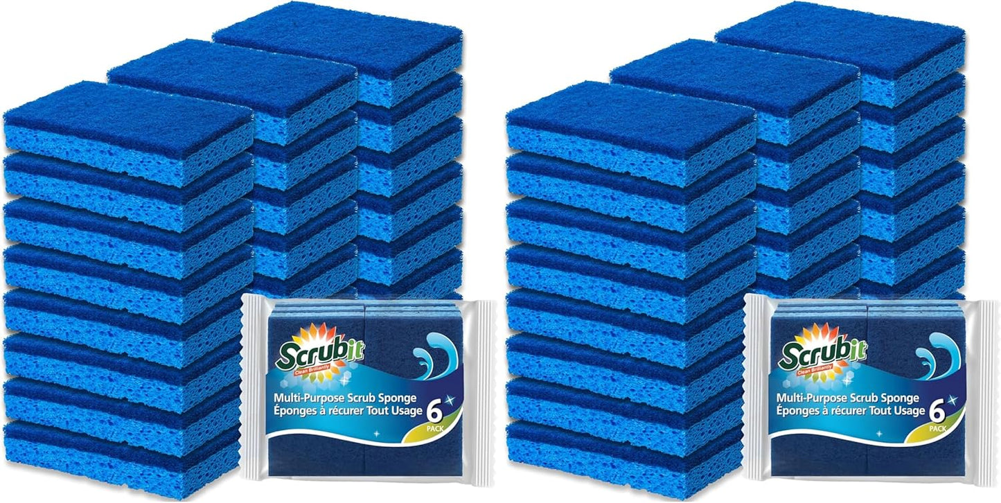 Scrubit Non-Scratch Cleaning Scrub Sponges- Scrubbing Dish Sponge Ideal for Washing Kitchen,Dishes, Bathroom &More – Dishwashing Sponge Along with A Thought Scrubber – 24 sponges