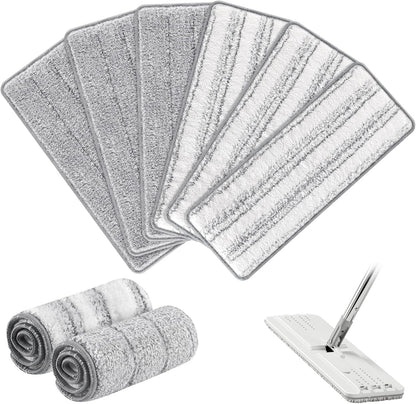 Flat Mop Head Replacement Pads Compatible with Joy-MOOP Mop and Bucket Set, Reusable Washable Squeeze Microfiber Mop Refills for Oshang Bosheng Mop - 13" X 4.9", Grey Only