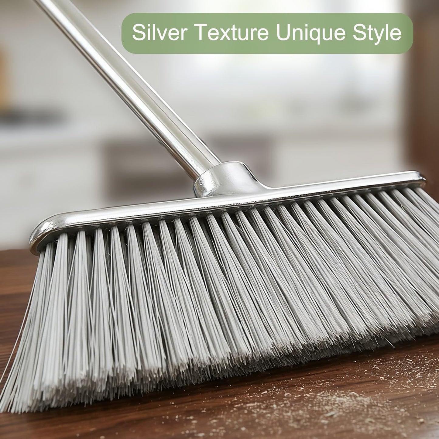 Indoor Soft Bristles Broom and Dustpan Angle Sweeping Dustpan and Broom with Long Handle for Kitchen Hardwood Floor Cleaning (Broom and Dustpan)