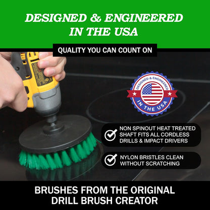 Nylon Drill Brush Attachment Set for Bathroom Cleaning - Power Scrubber Brush Kit for Bathtub, Shower, Tile, and Grout - All-Purpose Household Cleaning Brushes for Drill - Electric Grout Cleaner Kit
