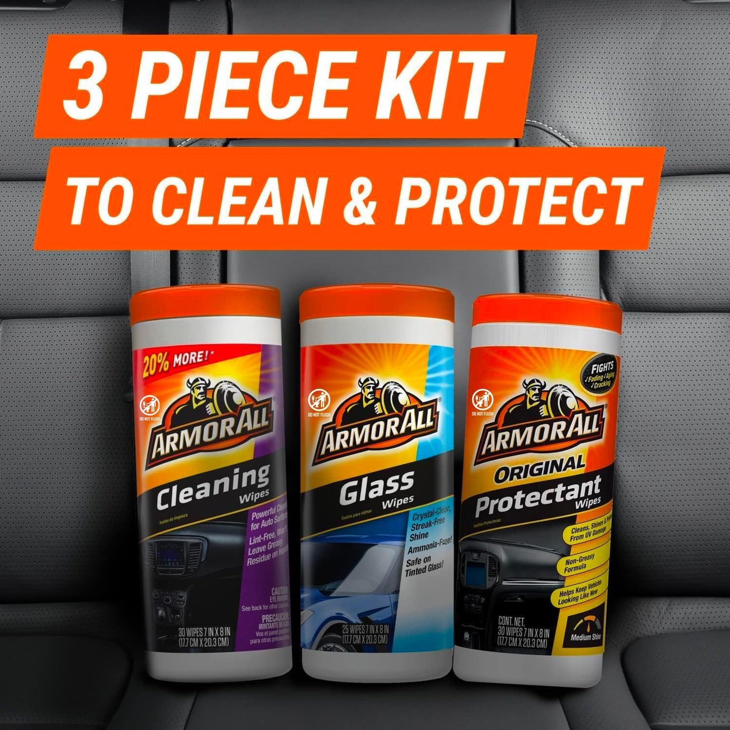 Armor All Car Cleaning Wipes, Wipes for Car Interior and Car Exterior, 90 Wipes Each