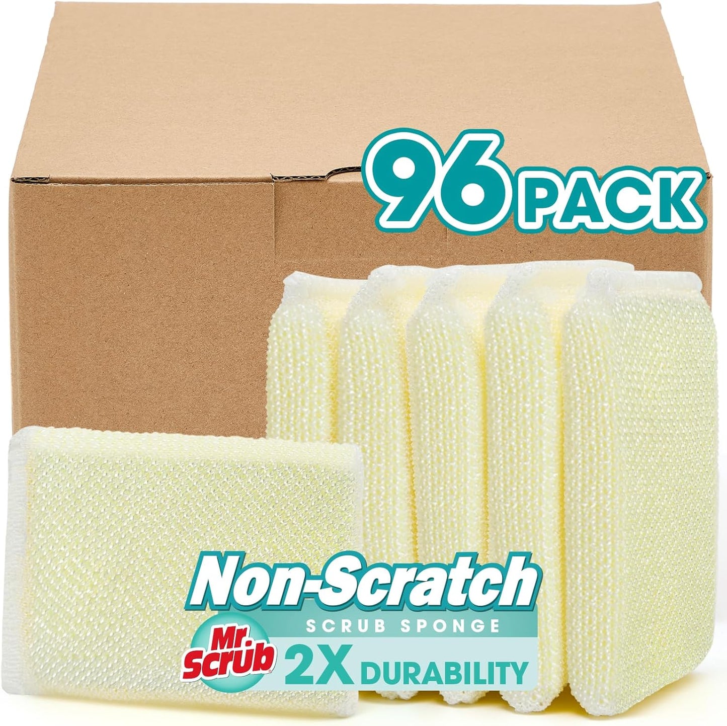 Mr. Scrub All-Purpose Sponges, Non Scratch, for Washing and Cleaning Dishes, Premium Scrub and Scrubbers, 12 Pads, Ideal for Kitchen, Bathroom