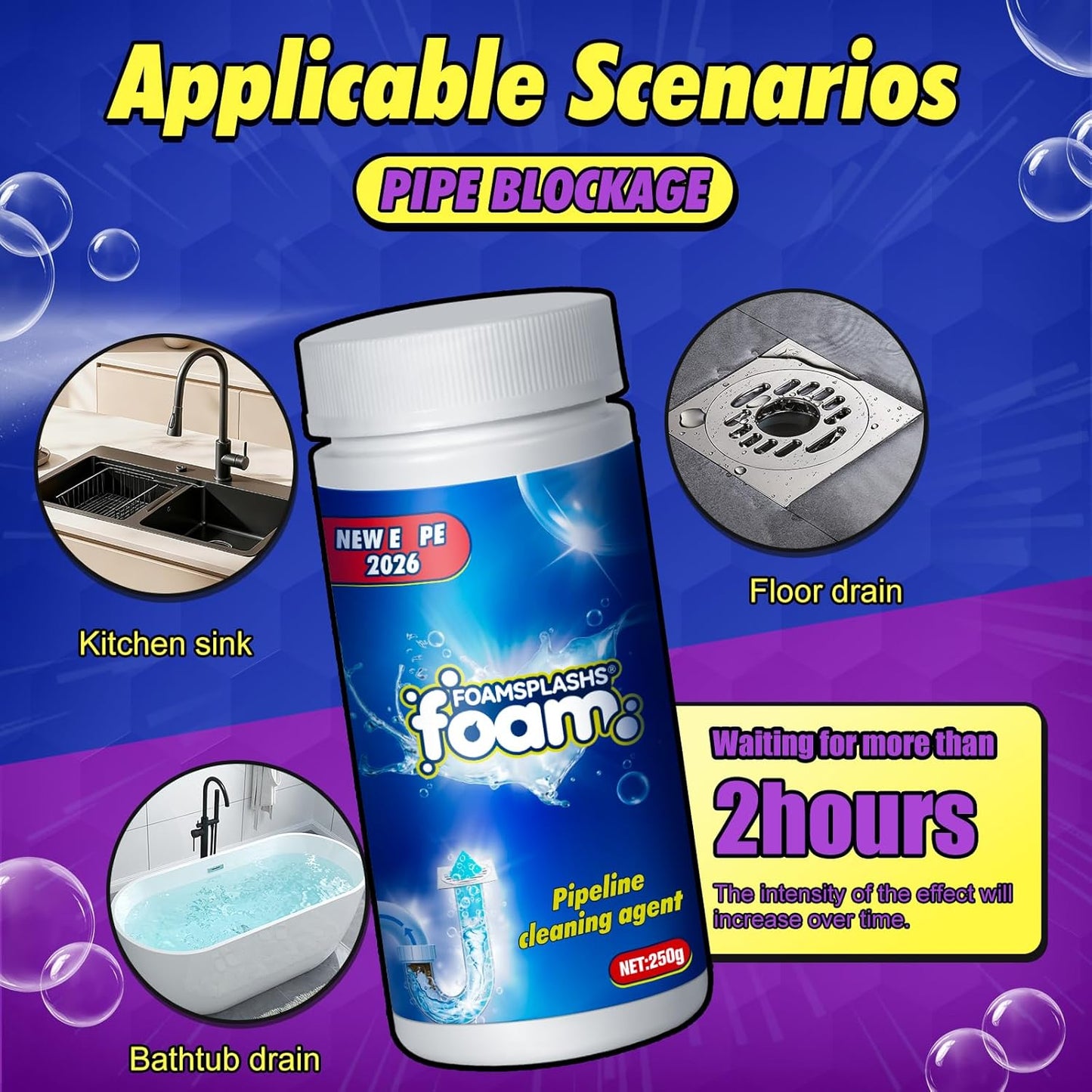 Drain Clog Remover, Wild Tornado Sink and Drain Cleaner, Pipe Dredging Agent, Sink & Toilet Clog Remover, Mild Formula Cleaning for Kitchen & Bathroom Cleaning (7.5 FL OZ (Pack of 1), Unscented)