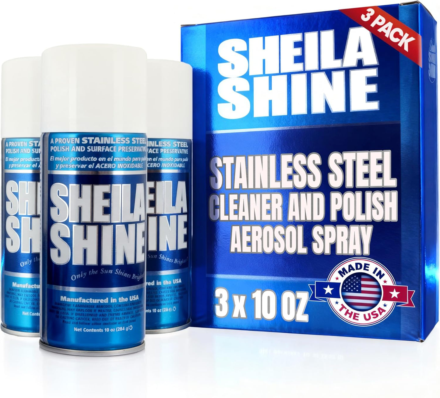 2 x 10oz Sheila Shine Stainless Steel Cleaner and Polish w/ Microfiber Cloth - Cleans, Polishes & Protects Kitchen Appliances, Refrigerators, Sinks, Ovens & Grills - Stainless Cleaner for Appliances