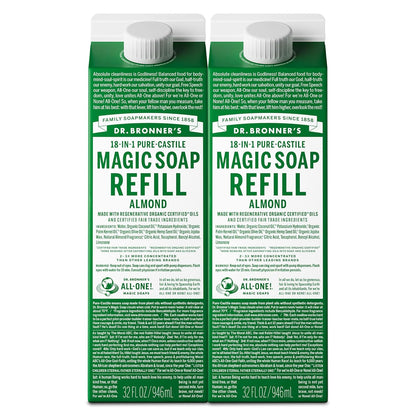 Dr. Bronner's Magic Soap-Pure-Castile Liquid Refill (Citrus, 32 ounce, 1-Pack) - Made with Regenerative Organic Certified Oils, For Body, Hair, Laundry, Pets & Dishes - Concentrated, Vegan, Non-GMO
