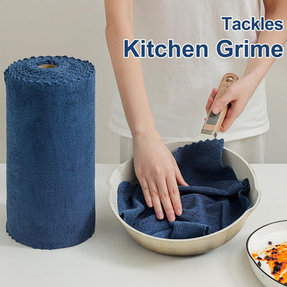 80 Pack Microfiber Cleaning Cloth Roll Reusable Paper Towels 12"x12" Tear Away Cloth, Microfiber Towels for Cars, Wash Cloths, Lint Free Dark Grey Rags for House, Kitchen,Window,Cleaning Supplies