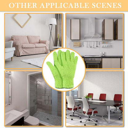 Patelai 3 Pairs Microfiber Plant Dusting Gloves Leaf Cleaning Gloves for Indoor Plants, Blinds, Furniture, House (Green Yellow,Blue,Pink,Medium)
