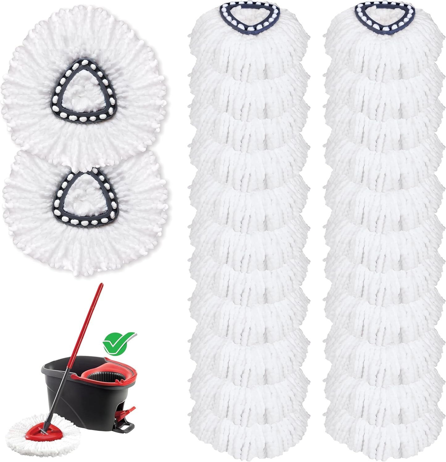 KLEEN HANDLER Microfiber Spin Mop Replacement Head Refills Compatible with O-Cedar EasyWring 1 Tank System, Blue, L (6-Pack)
