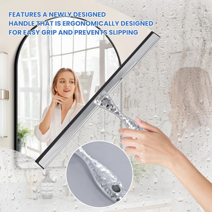 Shower Squeegee for Glass Doors, Bathroom Squeegee for Shower, Mini Window Squeegee, Home Bathroom Silicone Cleaner Tool, Suitable for Bathroom, Kitchen, Tile, Mirror, Car Glass, 8in Rose Pink