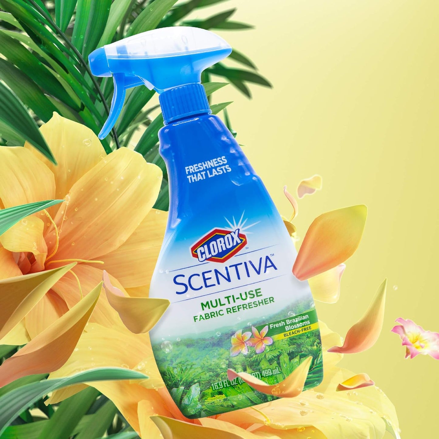 Clorox Scentiva Fabric Refresher Spray, Pacific Breeze and Coconut Scent for Household Fabrics, Odor Refresher for Upholstery, Curtains, Bedding, and Carpets, Non-Bleach, 16.9 Fl Oz