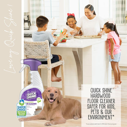Quick Shine Hardwood Floor Cleaner 64oz | Use in Spray & Vac Mops | Removes Dirt & Scuff Marks | Ready-to-Use, Streak Free, No Rinse | Safer Choice Cleaner |Perfect for Gentle and Effective Cleaning