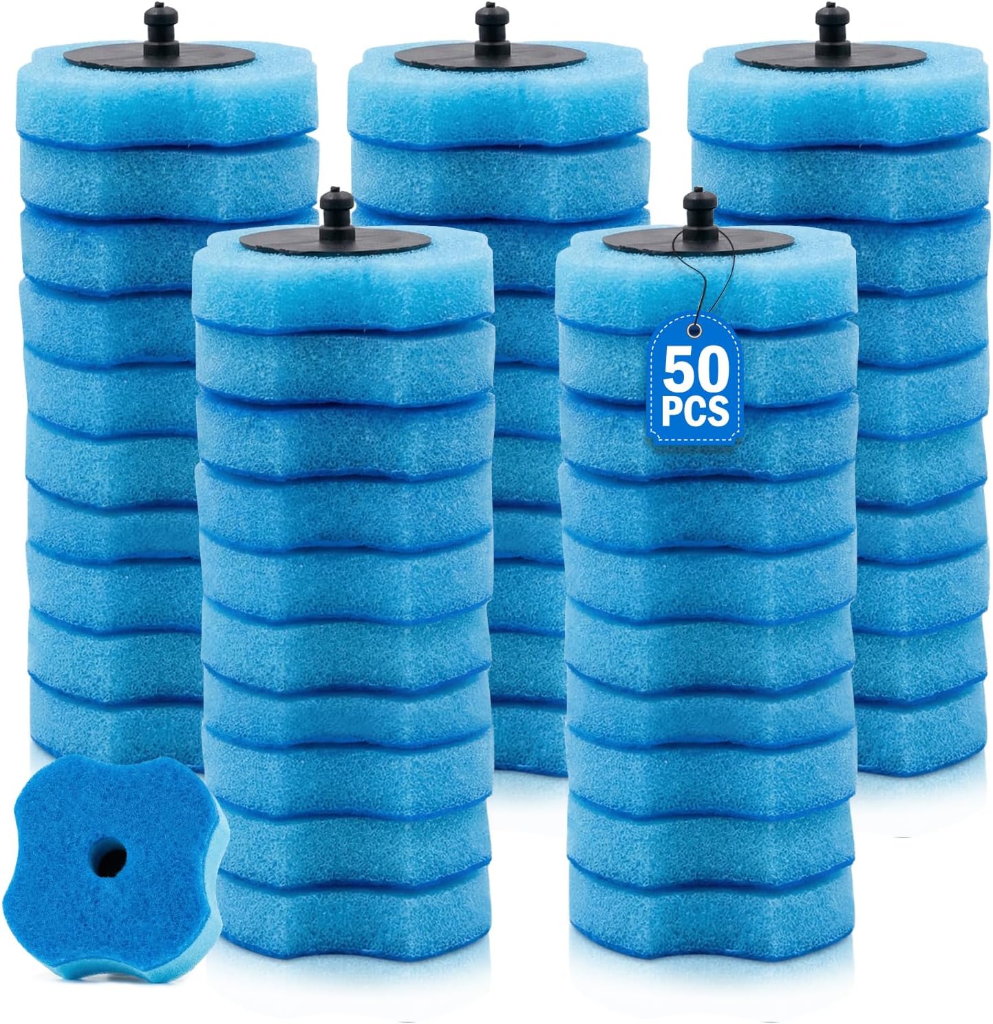 50 PCS Toilet Bowl Wand Refills, Replacement Heads for Bathroom Washroom Cleaning Pads, Disposable Toilet Brush Refills Compatible with Household Brush Scrubber Cleaning Refill Lavender Breeze Purple