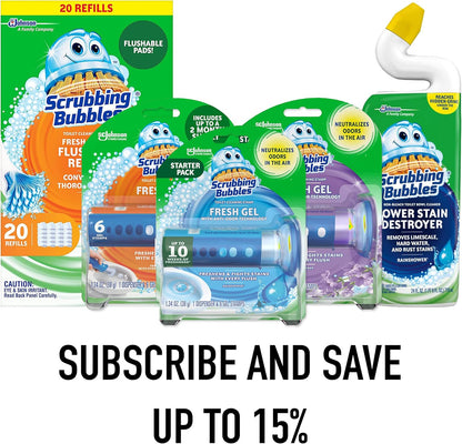 Scrubbing Bubbles Toilet Gel Stamps, Fresh Gel Toilet Cleaning Stamps, Helps Keep Toilet Clean and Helps Prevent Limescale & Toilet Rings, Lavender Scent, 1 Dispenser with 6 Stamps (Pack of 2)