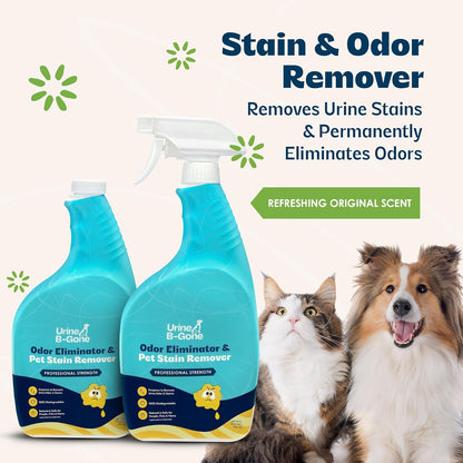 Urine B-Gone, Professional Enzyme Odor Eliminator & Pet Stain Remover, Human, Cat & Dog Urine Cleaner, Effective on Laundry, Carpets & More, Original Scent, 1 Gallon