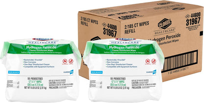 Clorox Healthcare Hydrogen Peroxide Cleaner Disinfectant Wipes, 12" x 11", Bucket, 185 Count (Package May Vary)