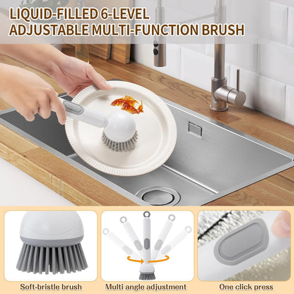 Five-Piece Bottle Brush Cleaning Set Includes 4 Straw Cleaning Brushes and 1 Cup Brush with Detachable Long Handle. Suitable for Cleaning Straws, Glasses, and Water Cups.