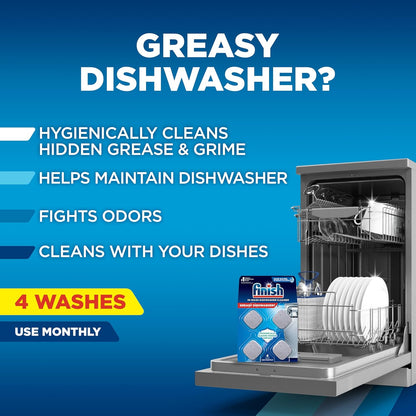 Finish Dishwasher Cleaner Tablets, Deep Cleans Hidden Grease & Grime, Fights Odors, No Extra Wash Cycle, Helps Maintain Dishwasher, 12 Month Supply, 12 Count