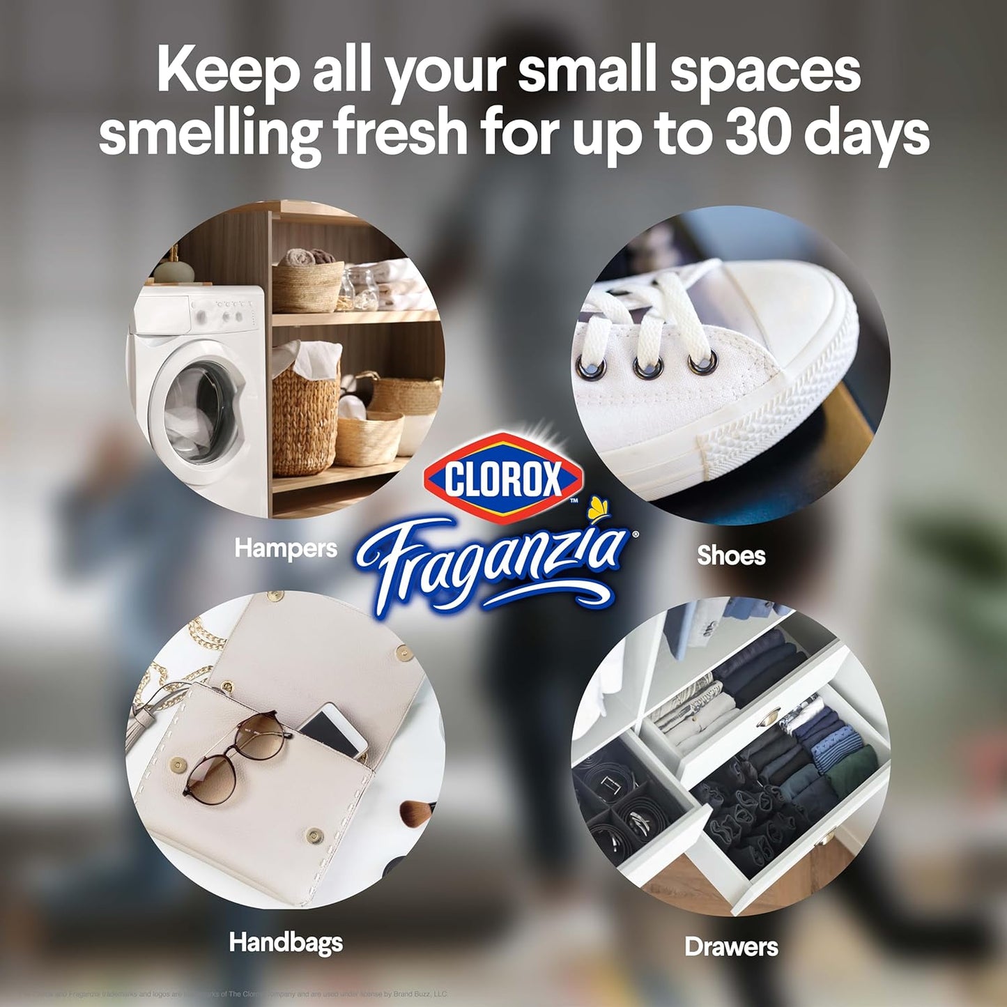 Clorox Fraganzia Deodorizing Balls with Lavender and Eucalyptus Scent, Battery-Free Shoe and Small Space Odor Eliminator with Up to 30 Days of Freshness, 6 Count Pack
