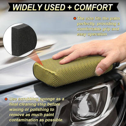 Car Wash Sponge,Dual Sided Car Clay Scrubber for Fast and Effective Removal of Paint,Light Overspray So On,Scrubbing and Clay Work,2-Pack