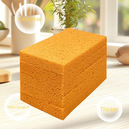 Cellulose Sponges, Large Size 4" x 6" x 1" - Heavy Duty Scrub Kitchen Sponge, Clean Tough Messes Without Scratching Kitchen Cleaning Pads, Pop Up Eco DIY (6 Pack), Green