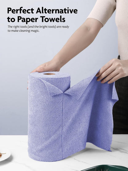 Fantasticlean Microfiber Cleaning Cloth Roll -40 Pack, Tear Away Microfiber Towels, 12" x 12", Reusable, Washable, Scratch Free, Ultra Absorbent Dishcloth for All-Around Cleaning Supplies (White)