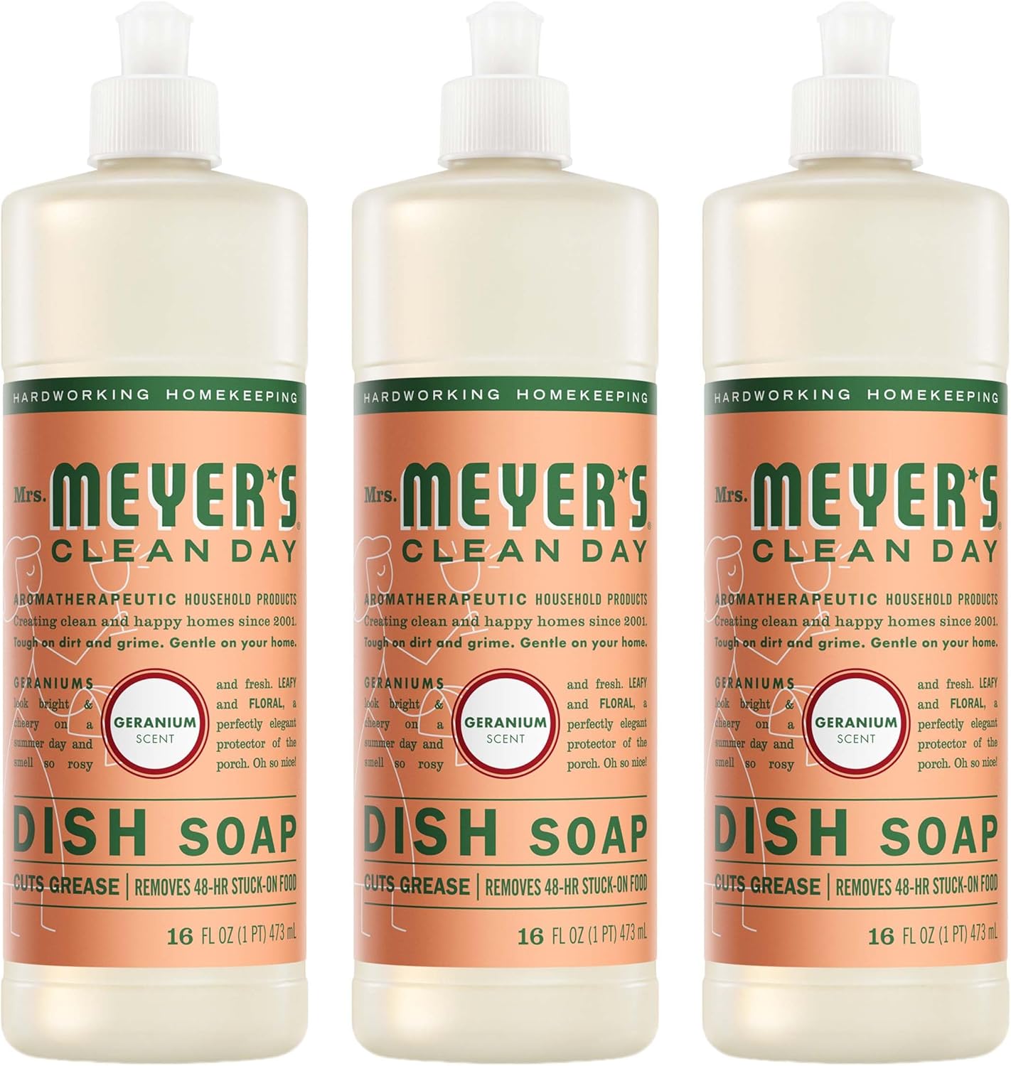 MRS. MEYER'S CLEAN DAY Liquid Dish Soap, Honeysuckle Scent, 16 Fl Oz Bottle