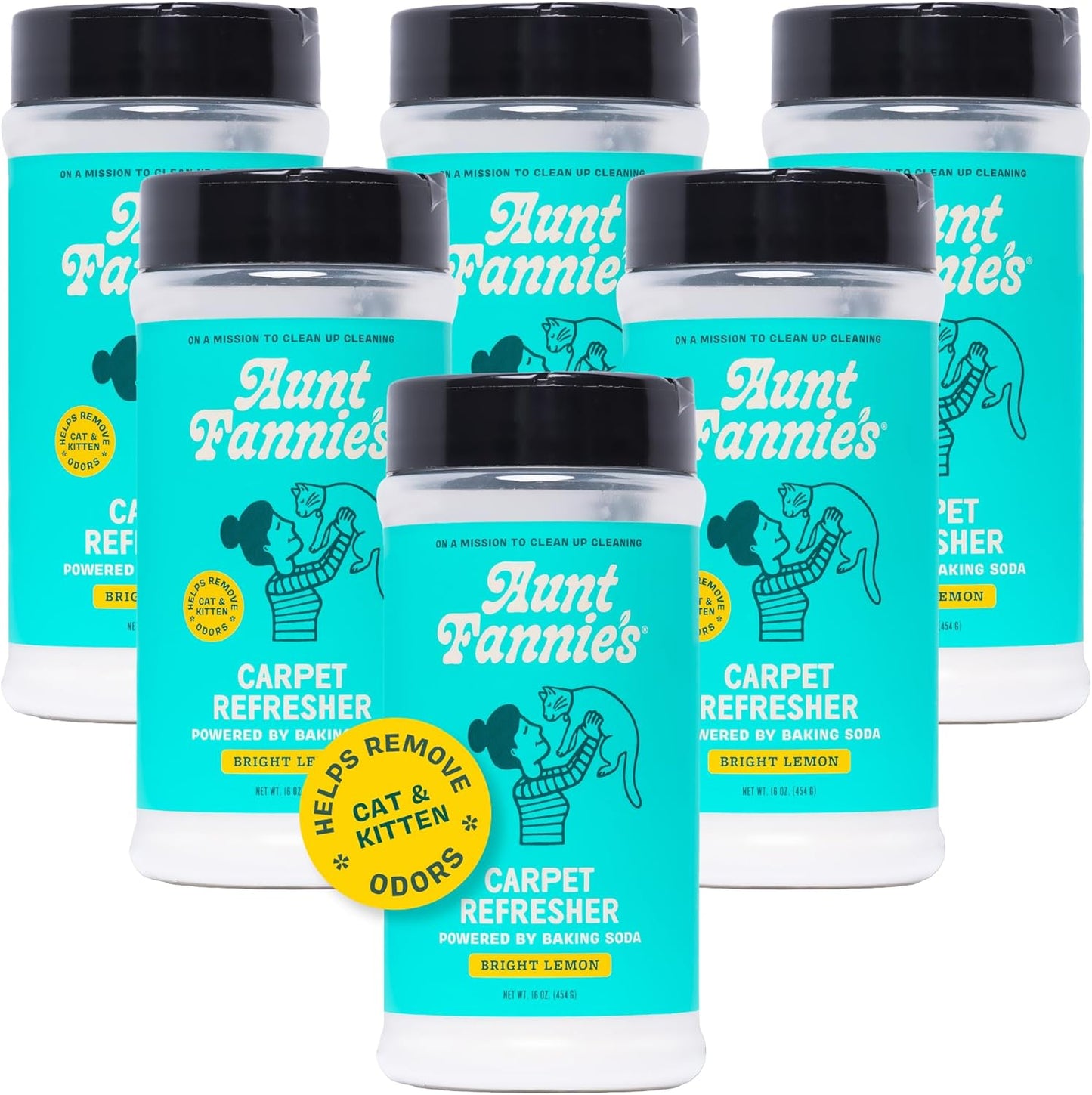 Aunt Fannie's Cat Carpet Refresher, Odor Neutralizing Powder for Homes with Cats, Kittens and Other Pets, Bright Lemon Scent, 16 Ounce (Pack of 1)