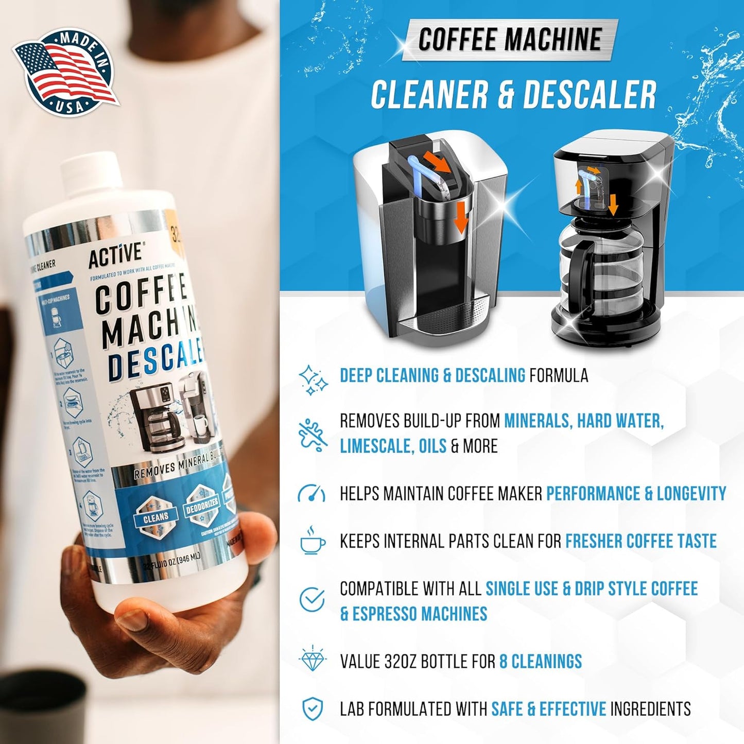 Coffee Machine Cleaner Descaler Tablets - 24 Count, Compatible With Nespresso, Keurig, Ninja, Delonghi, Miele, Coffee Maker Pot Descaling & Cleaning Tabs, Descale Drip Coffe And Espresso Machines