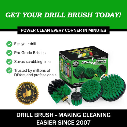 Nylon Drill Brush Attachment Set for Bathroom Cleaning - Power Scrubber Brush Kit for Bathtub, Shower, Tile, and Grout - All-Purpose Household Cleaning Brushes for Drill - Electric Grout Cleaner Kit