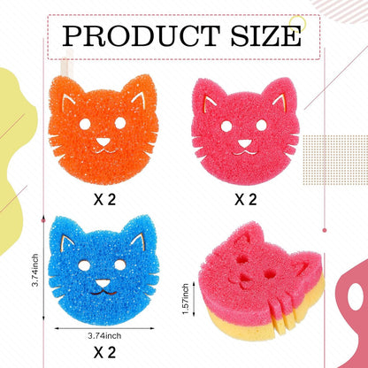 FillTouch 6 Pcs Dog Dual Sided Scrub Sponge Cleaning Sponges Cute Temperature Sensitive Dish Sponges for Washing Dishes Non Scratch Household Multi Use Sponges Scrubber for Kitchen, 3 Colors