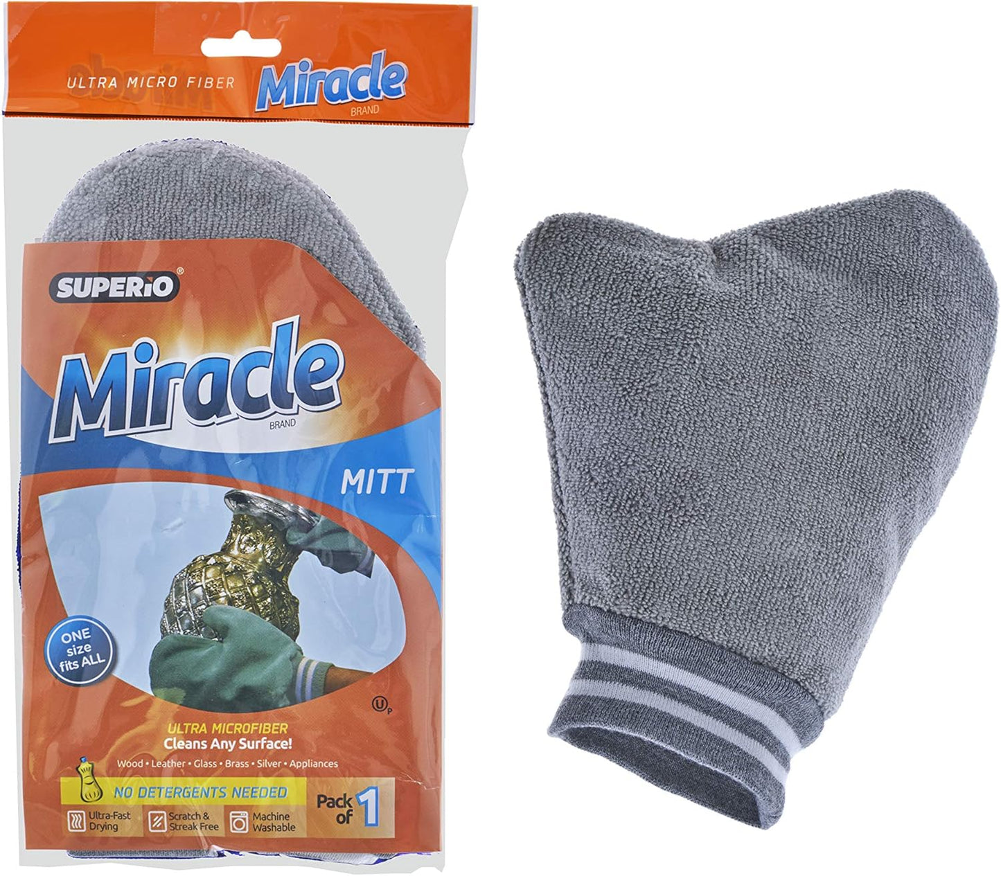 Superio Microfiber Dusting Gloves for Plants, Silver Polishing Gloves Reusable Scratch Free Miracle Mitt, Washable Cleaning Car Wash Mitt